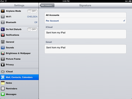 iOS Mail Signature Settings